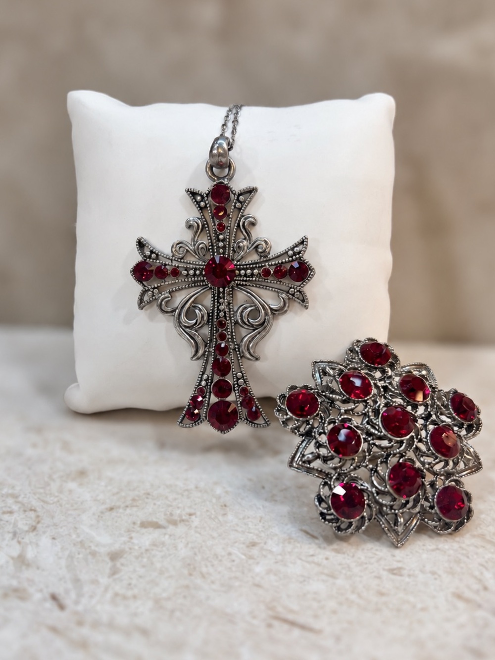Austrian Crystal Gothic Ruby-Red Statement Ring